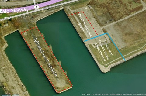 Here's a little closer look at the area I'd like to see further developed by the 21st Century Park