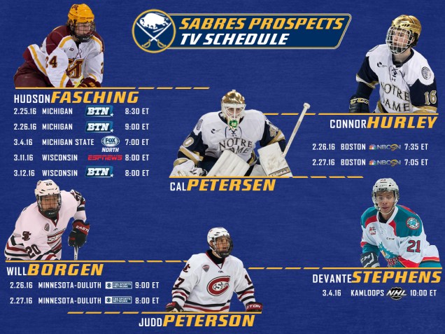 Sabres prospects TV schedule